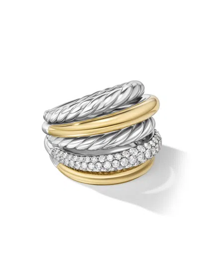 David Yurman Women's Dy Mercer Multi Row Ring In Sterling Silver In Diamond