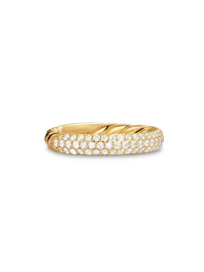 David Yurman Women's Dy Mercer Pavé Band Ring In 18k Yellow Gold In Green