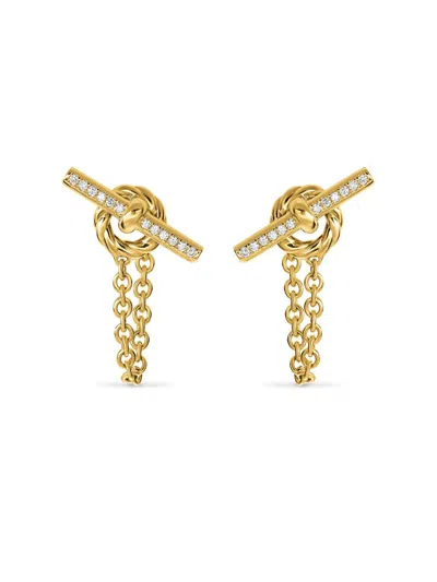 David Yurman Women's Dy Mercer Petite Toggle Chain Stud Earrings In 18k Yellow Gold With Diamonds, 38.2mm