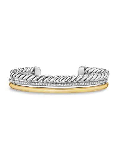 David Yurman Women's Dy Mercer Three Row Cuff Bracelet In Sterling Silver In Multi