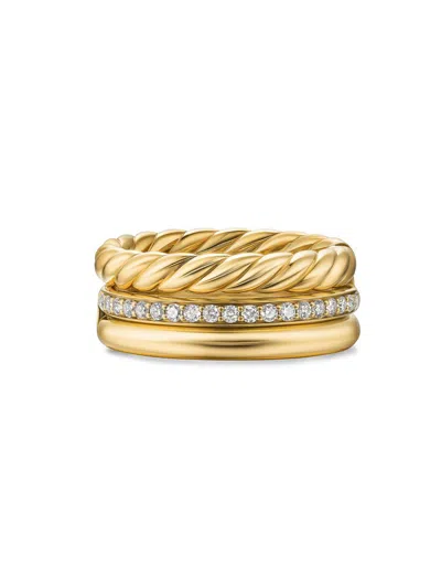David Yurman Women's Dy Mercer Three Row Ring In 18k Yellow Gold In Burgundy