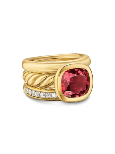 David Yurman Women's Dy Mercer Three Row Stone Ring In 18k Yellow Gold