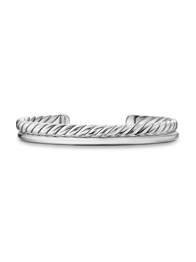 David Yurman Women's Dy Mercer Two Row Cuff Bracelet In Sterling Silver, 8mm In Green