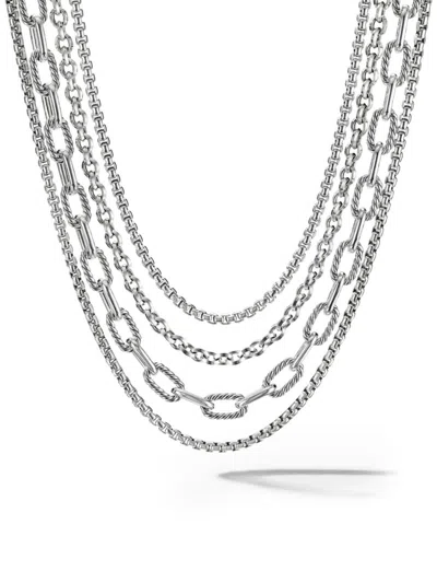 David Yurman Women's Four Row Mixed Chain Bib Necklace In Sterling Silver In Metallic