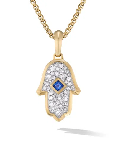 David Yurman Women's Hamsa Amulet In 18k Yellow Gold With Pavé Diamonds And Blue Sapphire, 26mm