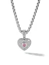 DAVID YURMAN WOMEN'S HEART AMULET IN 18K WHITE GOLD WITH DIAMONDS AND PINK SAPPHIRE, 20MM