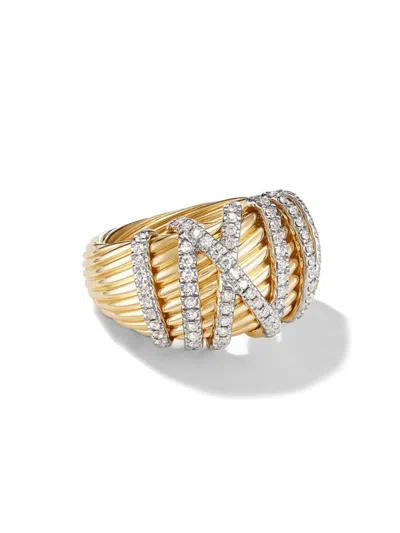 David Yurman Women's Helena Dome Ring In 18k Yellow Gold In Diamond