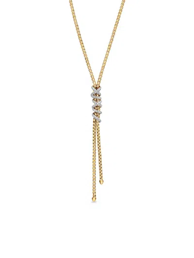 David Yurman Women's Helena Y Necklace In 18k Yellow Gold With Diamonds In Silver