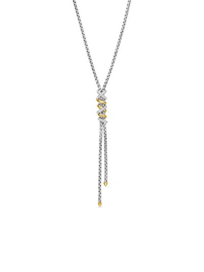 David Yurman Women's Helena Y Necklace In Sterling Silver With 18k Yellow Gold With Diamonds