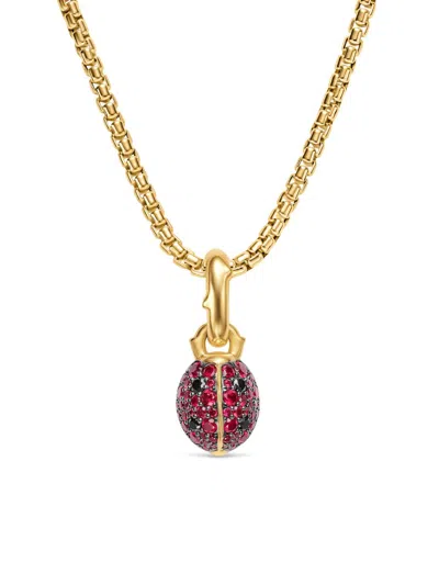 David Yurman Women's Ladybug Amulet In 18k Yellow Gold With Rubies And Black Diamonds, 12.7mm