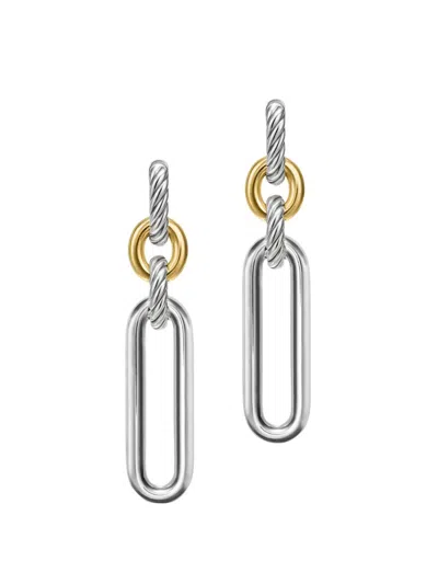 David Yurman Women's Lexington Double Link Drop Earrings In Sterling Silver With 18k Yellow Gold, 54mm