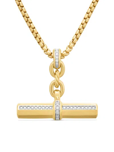 David Yurman Women's Lexington E/w Barrel Pendant In 18k Yellow Gold With Diamonds, 32mm