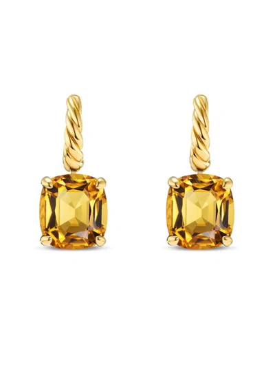 David Yurman Marbella Hoop Earrings With Gemstone In 18k Gold, 12x11mm In Citrine
