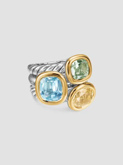 David Yurman Women's Mercer Color Three Stone Ring In Sterling Silver In Gold