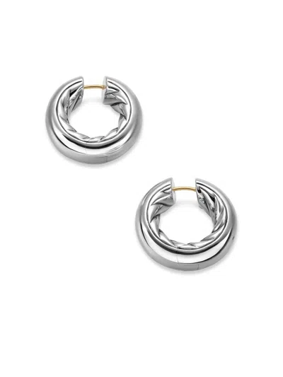 David Yurman Women's Mercer Hoop Earrings In Sterling Silver 24.7mm In Gray