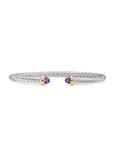 David Yurman Women's Micro Cable Flex Teen Bracelet In Sterling Silver In Green