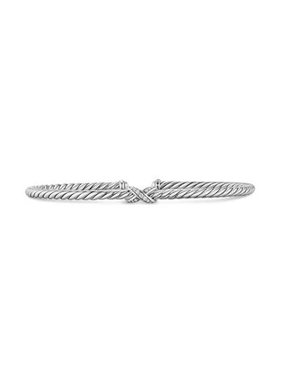 David Yurman Women's Micro Cable Flex X Bracelet In Sterling Silver In Neutral