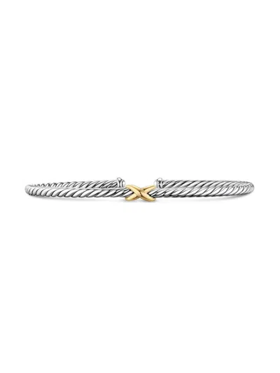 David Yurman Women's Micro Cable Flex X Bracelet In Sterling Silver In Brown