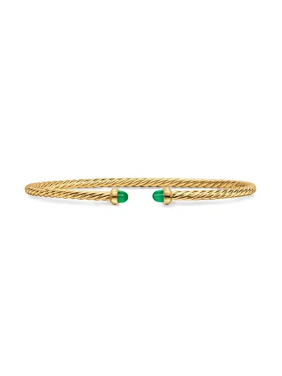 David Yurman Women's Micro Cablespira Flex Bracelet In 18k Yellow Gold In Gray