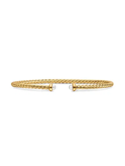 David Yurman Women's Micro Cablespira Flex Bracelet In 18k Yellow Gold In Burgundy