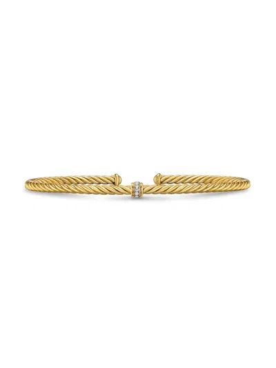 David Yurman Women's Micro Cablespira Flex Center Station Bracelet In 18k Yellow Gold, 2.6mm In Burgundy