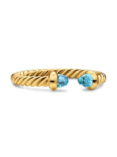 David Yurman Women's Micro Cablespira Flex Open Ring In 18k Yellow Gold