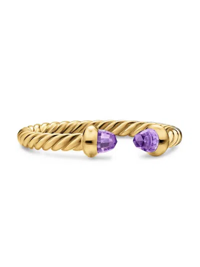 David Yurman Women's Micro Cablespira Flex Open Ring In 18k Yellow Gold In Black