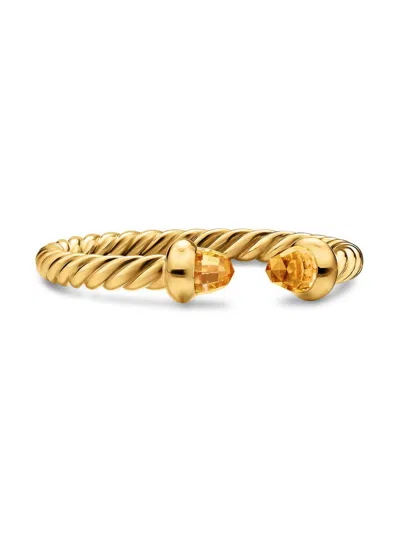 David Yurman Women's Micro Cablespira Flex Open Ring In 18k Yellow Gold In Red