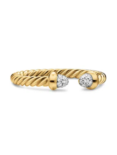 David Yurman Women's Micro Cablespira Flex Open Ring In 18k Yellow Gold