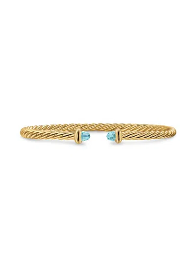 David Yurman Women's Micro Cablespira Flex Teen Bracelet In 18k Yellow Gold In Green