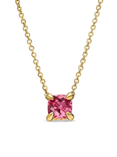 David Yurman Women's Micro Chatelaine Pendant Necklace In 18k Yellow Gold In Green