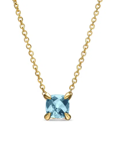 David Yurman Women's Micro Chatelaine Pendant Necklace In 18k Yellow Gold In Orange