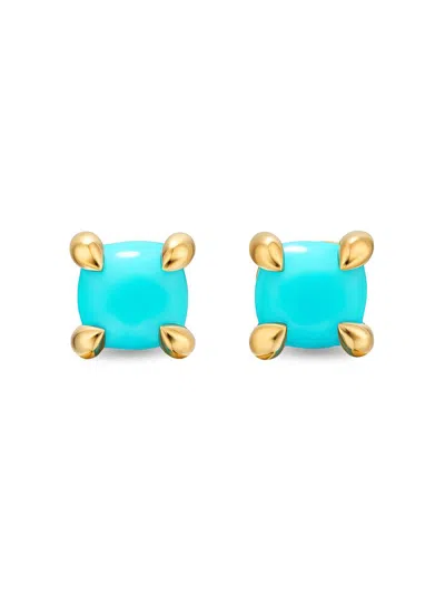 David Yurman Women's Micro Chatelaine Stud Earrings In 18k Yellow Gold In Green