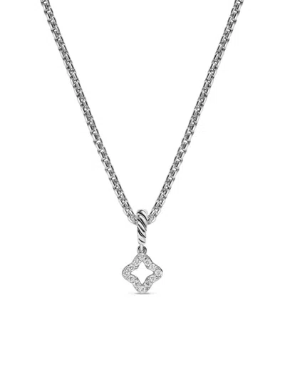 David Yurman Women's Micro Pavé Quatrefoil Amulet In Sterling Silver With Diamonds, 7.4mm In Pattern