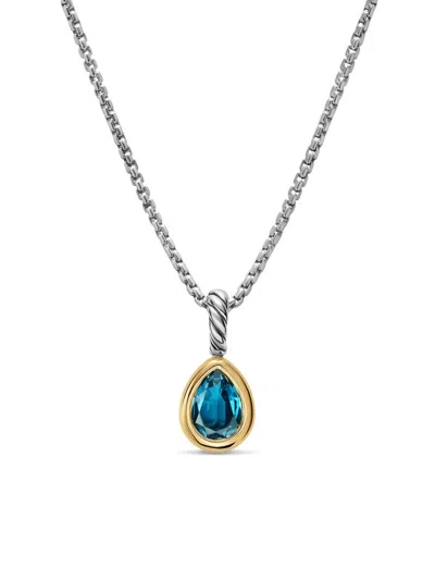 David Yurman Women's Mini Pear Cut Amulet In Sterling Silver With 14k Yellow Gold, 11mm In Orange