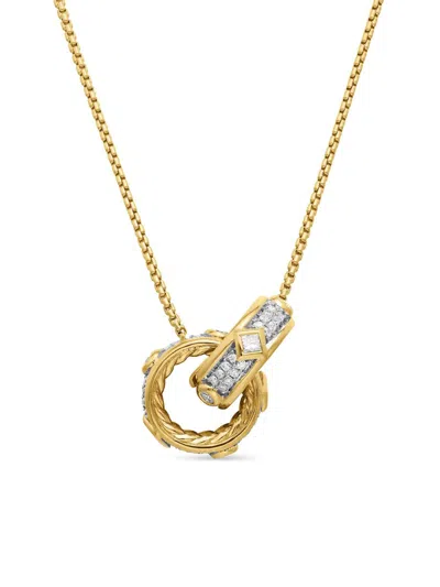 David Yurman Women's Modern Renaissance Double Pendant Necklace In 18k Yellow Gold