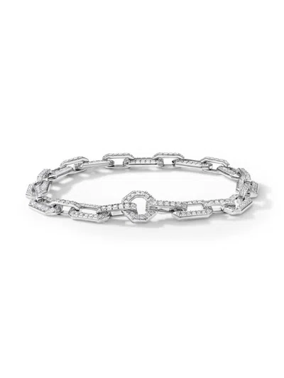 David Yurman Women's Pavé Chain Bracelet In 18k White Gold In Diamond