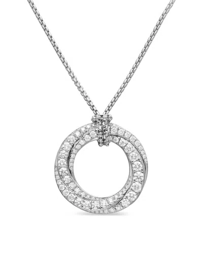 David Yurman Women's Pavé Crossover Pendant Necklace In 18k Yellow Gold With Diamonds, 21mm In Metallic