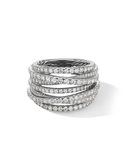David Yurman Women's Pavé Crossover Ring In 18k White Gold