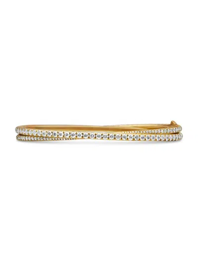 David Yurman Women's Pavé Crossover Two Row Bracelet In 18k Yellow Gold
