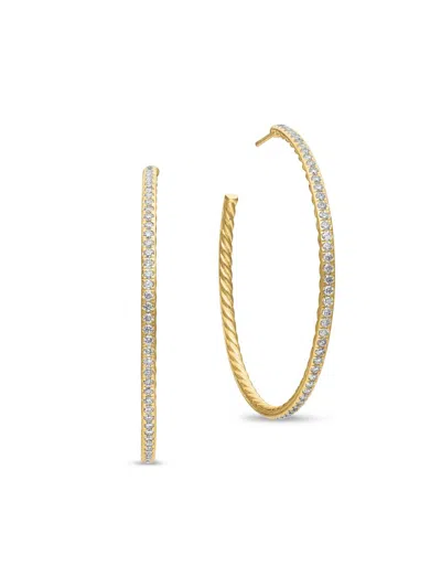 David Yurman Women's Pavé Hoop Earrings In 18k Yellow Gold