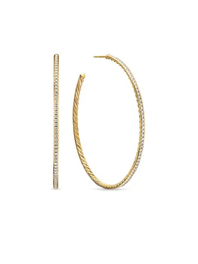 David Yurman Women's Pavé Hoop Earrings In 18k Yellow Gold With Diamonds, 63.5mm In Pattern