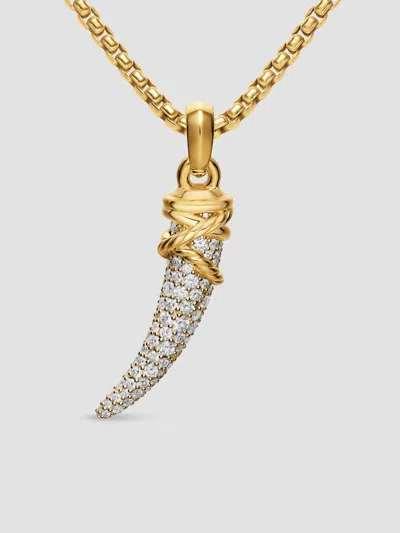 David Yurman Women's Pavé Tusk Amulet In 18k Yellow Gold With Diamonds, 28.8mm In Multi