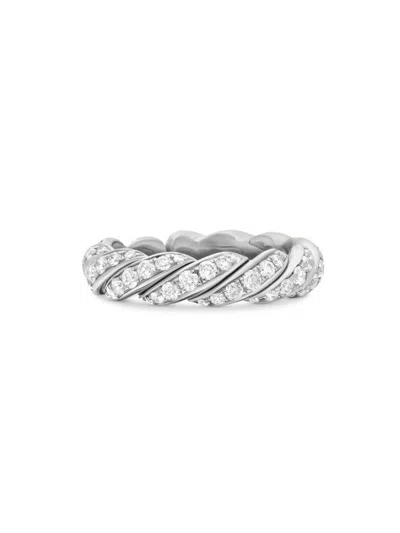David Yurman Women's Pavéflex Band Ring In 18k White Gold In Metallic