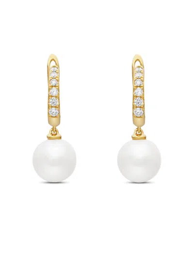 David Yurman Women's Pearl And Pavé Drop Earrings In 18k Yellow Gold With Pearls And Diamonds, 15.6mm