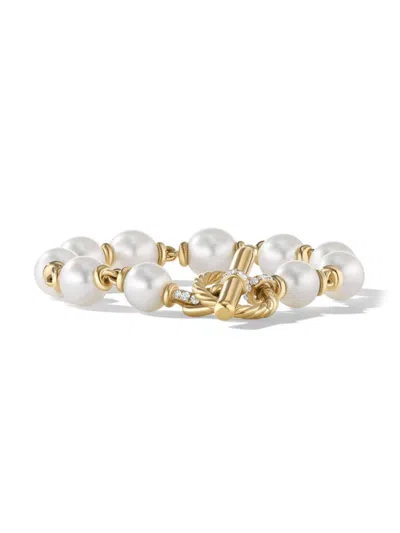 David Yurman Women's Pearl Chain Link Bracelet In 18k Yellow Gold