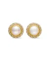 DAVID YURMAN WOMEN'S PEARL CLASSICS CABLE HALO BUTTON EARRINGS IN 18K YELLOW GOLD WITH DIAMONDS, 18.8MM