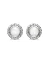 DAVID YURMAN WOMEN'S PEARL CLASSICS CABLE HALO BUTTON EARRINGS IN STERLING SILVER WITH DIAMONDS, 13MM