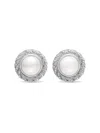 DAVID YURMAN WOMEN'S PEARL CLASSICS CABLE HALO BUTTON EARRINGS IN STERLING SILVER WITH DIAMONDS, 18.8MM