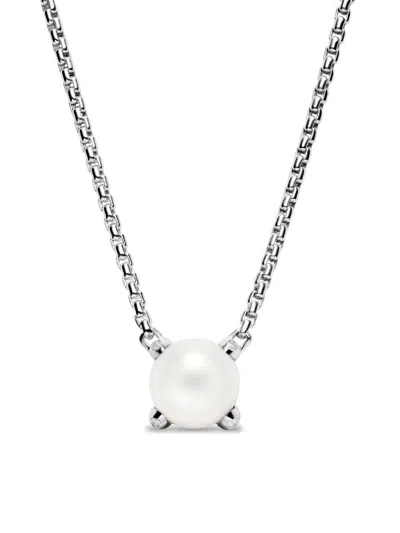 David Yurman Women's Pearl Classics Necklace In Sterling Silver With Diamonds In Burgundy